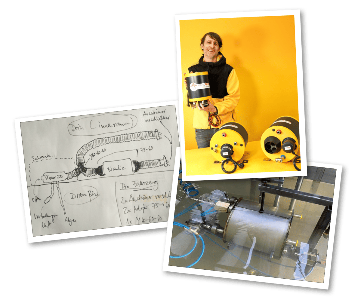 tigerexped-Gründer Martin Henning mit eigens entwickeltem Warmwasserboiler - Hersteller aus Überheugung