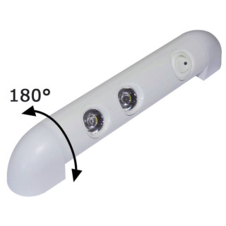 LED Light 12V/24V - 180° adjustable, white painted aluminium, with switch