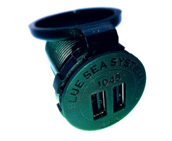 Blue Sea Dual USB Socket wíth Lid for 12/24V, 4.8A