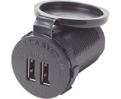 Blue Sea Dual USB Socket wíth Lid for 12/24V, 4.8A