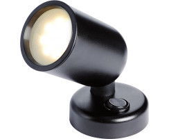 Articulating LED flood light w/ switch, black,12/24V, warm white