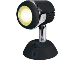 Articulating LED reading spot w/ switch, black/chrome, 12/24V, warm white