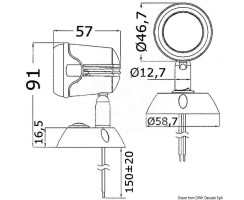 Articulating LED reading spot w/ switch, black/chrome, 12/24V, warm white