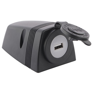 USB Socket w/ Lid, 12V/24V, 2.1.A