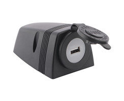 USB Socket w/ Lid, 12V/24V, 2.1.A