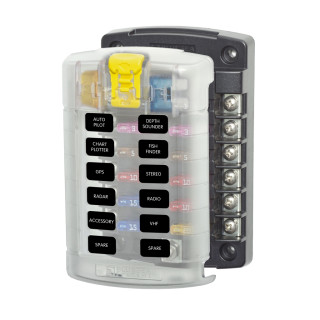 BLUE SEA Blade Fuse Holder - 12 Circuits with Cover