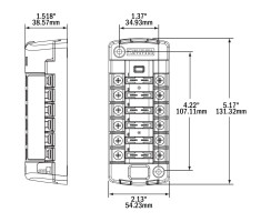 ST Blade Fuse Block, 6 Independent Circuits with Cover, 5035