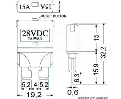 10A automatic fuse with reset switch - suitable for standard flat plug sockets