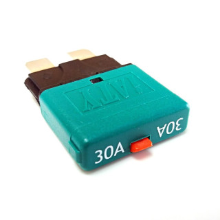 30A automatic fuse with reset switch - suitable for standard flat plug sockets