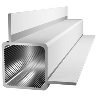 Aluminum Profile 25x25x1.5 mm with 2 Webs, 195cm long, Silver Anodized E6EV1