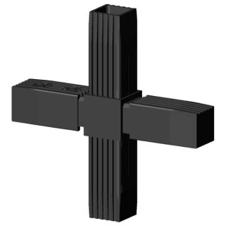 Connector cross 2D, for square tube; Polyamid 6, black, onepiece
