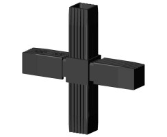 Connector cross 2D, for square tube; Polyamid 6, black, onepiece