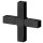 Steckverbinder (Kreuz, 2D) für Vierkantrohr Polyamid 6 schwarz einteilig