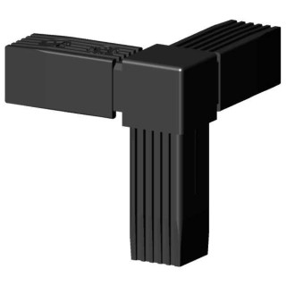 Connector (90 degree angele 3D) for square tube; Polyamid 6 black, onepiece