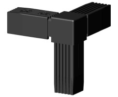 Connector (90 degree angele 3D) for square tube; Polyamid 6 black, onepiece