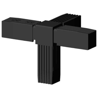 Connector (T- connector, 4 way) for square tube; Polyamid 6, black, one piece