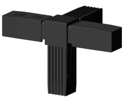 Connector (T- connector, 4 way) for square tube; Polyamid 6, black, one piece