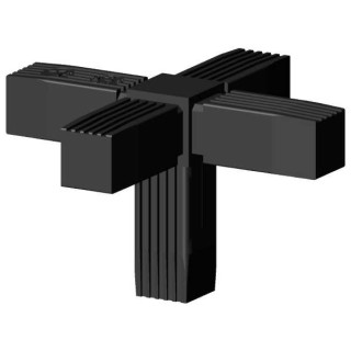 Steckverbinder (Kreuz mit Abgang) für Vierkantrohr; Polyamid 6 schwarz einteilig