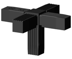 Connector (cross , 3D) for sqare tube; Polyamid 6, black, onepiece