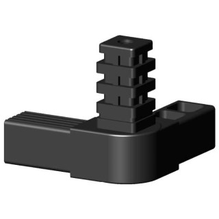 Connector, 3-arm with 24 teeth hinge for sqare tube; Polyamid 6, black