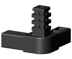 Steckverbinder (3-armig) mit Gelenk und Verzahnung (24 Zähne) für Vierkantrohr; Polyamid 6 schwarz