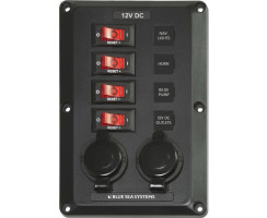 Below Deck Switch panel, 4 circuits + 2x 12V socket