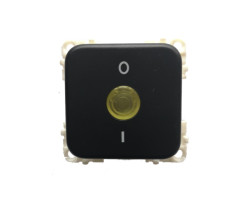 Schalter 2-polig 230V mit gelber LED Kontrollleuchte, Tiefe 25mm, System 10.000