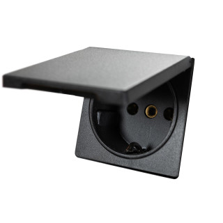 Schuko socket outlet with hinged cover, System 20.000 + touch protection socket