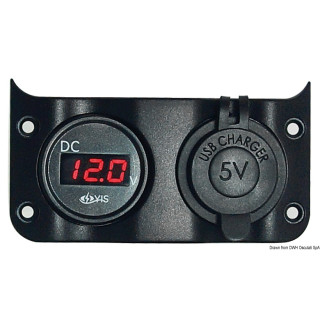 Voltmeter 3/30 V + double USB socket for Wave