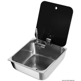 Sink with smoked glass cover 325x350 mm