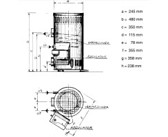 Diesel stove "Siberia", 2kW incl. water heating loop for radiator, 70mm system