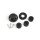 Cable grommet mini, black plastic, max. Ø16mm, cable 2-8mm