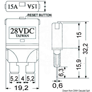 Automatic fuse with reset switch, 5-30A
