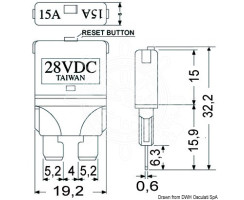 Automatic fuse with reset switch, 5-30A