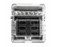 6-way 12/24V fuse holder with integrated negative rail and LED failure indicator