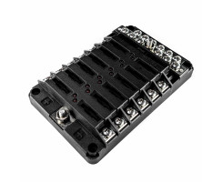 12-way 12/24V fuse holder with integrated negative rail and LED failure indicator