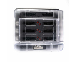 Fuse holder 6-fold 12/24V M4 100A, LED failure indicator