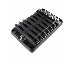Fuse Box 12 Way Quick 12/24V w. negative Bus Bar and LED Indicator
