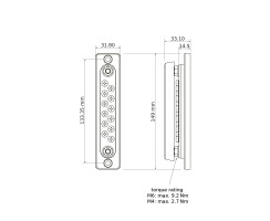 Busbar 150A 2xM6 + 12xM4