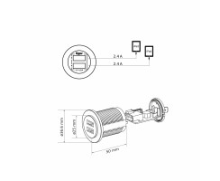 USB socket outlet dual 2 x 2.4A 12V/24V for flush mounting, "low light" LED lighting red