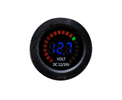 Voltmeter digital 12V / 24V with colour LED battery level...