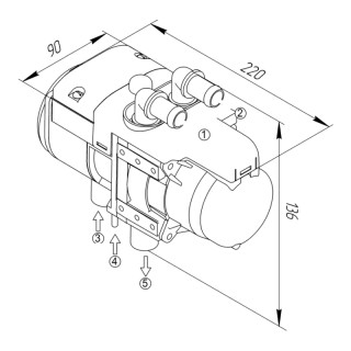 Autoterm Flow 5D (Binar 5s) Diesel water heater 5kW incl. installation kit