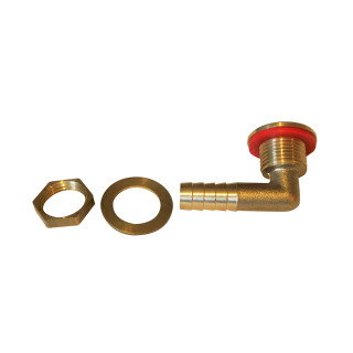 Brass tank connection, angled, 10 mm hose connection, 1/4" internal thread