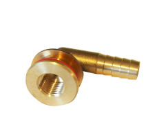 Brass tank connection, angled, 10 mm hose connection, 1/4" internal thread