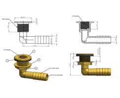 Brass tank connection, angled, 10 mm hose connection, 1/4" internal thread