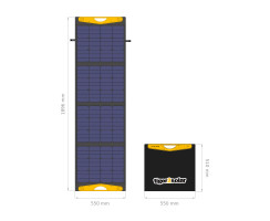 Solartasche 160Wp "big tiger 160/USB" mit 2xUSB und Kabelsatz (12V/24V-geeignet, ETFE-Oberfläche)