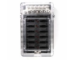 Fuseblock 12V/24V 6 or 12 way optional integr. negative...