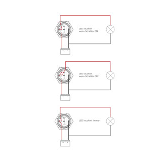 Edelstahl-Schalter mit LED 12V/24V, 2,5A-20A IP67, 3 Beleuchtungsmodi