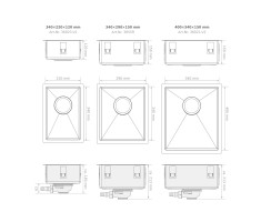 Camper sink in 3 sizes made of stainless steel, variably mountable