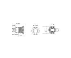 Stainless steel switch with red LED for 12V, 20A Waterproof to IP67, 3 lighting modes